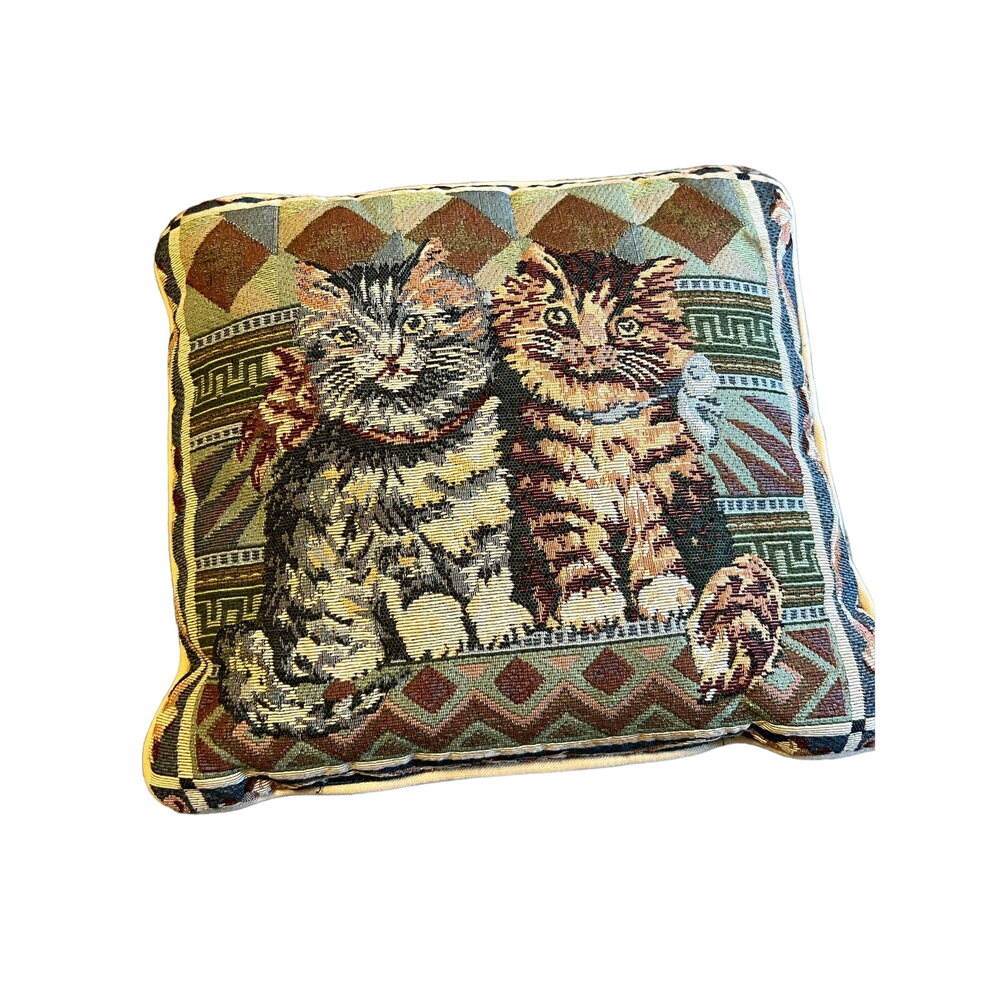 Vintage Cat Throw Pillow 12x12 - BEAUTIFUL!